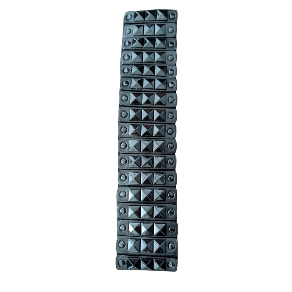 Black Studded Belt W/ Double Buckles - Picture 3 of 7